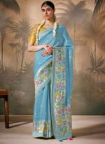 Munga Silk Sky Blue Wedding Wear Weaving Saree